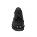 Scarpa stringata derby da donna in pelle abrasivata nera con coda di rondine tacco 3 - Misure disponibili: 32, 33, 35