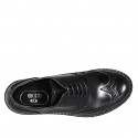 Scarpa stringata derby da donna in pelle abrasivata nera con coda di rondine tacco 3 - Misure disponibili: 32, 33, 35