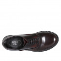 Chaussure Oxford avec lacets pour femmes en cuir brossé bordeaux talon 3 - Pointures disponibles:  32, 35, 44