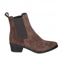 Woman's pointy ankle boot with elastic bands in brown suede heel 4 - Available sizes:  35