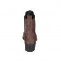 Woman's pointy ankle boot with elastic bands in brown suede heel 4 - Available sizes:  35