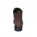 Woman's ankle boot with elastic bands in brown leather heel 3 - Available sizes:  34, 43, 44, 46