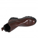Woman's ankle boot with elastic bands in brown leather heel 3 - Available sizes:  34, 43, 44, 46