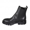 Woman's ankle boot in black leather with elastic bands with heel 3 - Available sizes:  45
