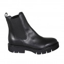 Woman's ankle boot in black leather with elastic bands with heel 3 - Available sizes:  45