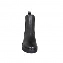 Woman's ankle boot in black leather with elastic bands with heel 3 - Available sizes:  45