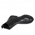 Woman's ankle boot in black leather with elastic bands with heel 3 - Available sizes:  45