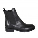 Bottines pour femmes en cuir noir avec élastiques talon 3 - Pointures disponibles:  35, 46