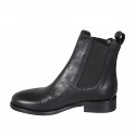 Bottines pour femmes en cuir noir avec élastiques talon 3 - Pointures disponibles:  35, 46