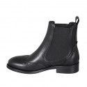 Woman's ankle boot in black leather with elastic bands and wingtip heel 3 - Available sizes:  32, 45