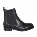 Woman's ankle boot in black leather with elastic bands and wingtip heel 3 - Available sizes:  32, 45