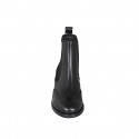 Woman's ankle boot in black leather with elastic bands and wingtip heel 3 - Available sizes:  32, 45