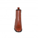 Woman's ankle boot with zipper and squared tip in cognac brown leather heel 4 - Available sizes:  32, 35, 44, 45
