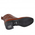 Woman's ankle boot with zipper and squared tip in cognac brown leather heel 4 - Available sizes:  32, 35, 44, 45