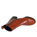 Woman's ankle boot with zipper and squared tip in cognac brown leather heel 4 - Available sizes:  32, 35, 44, 45