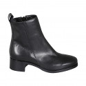 Woman's ankle boot in black leather with zipper and squared tip heel 4 - Available sizes:  33, 35, 43