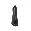Woman's ankle boot in black leather with zipper and squared tip heel 4 - Available sizes:  33, 35, 43