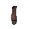 Woman's ankle boot with elastic bands in dark brown leather heel 5 - Available sizes:  44