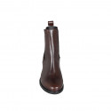 Woman's ankle boot with elastic bands in dark brown leather heel 5 - Available sizes:  44