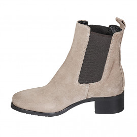 Bottines pour femmes avec élastiques et bout carré en daim gris tourterelle talon 4 - Pointures disponibles:  35, 44 2