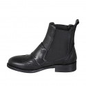 Bottines pour femmes avec elastiques, double monk strap et bout golf en cuir noir talon 3 - Pointures disponibles:  32, 35, 44