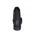 Bottines pour femmes avec elastiques, double monk strap et bout golf en cuir noir talon 3 - Pointures disponibles:  32, 35, 44