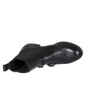 Bottines pour femmes avec elastiques, double monk strap et bout golf en cuir noir talon 3 - Pointures disponibles:  32, 35, 44