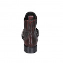 Bottines pour femmes avec elastiques, double monk strap et bout golf en cuir brossé bordeaux talon 3 - Pointures disponibles:  32, 35, 43, 44, 46