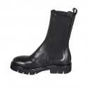 Botines altos con elasticos para mujer en piel negra tacon 3 - Tallas disponibles:  32, 35