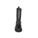 Botines altos con elasticos para mujer en piel negra tacon 3 - Tallas disponibles:  32, 35