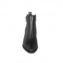 Bottines texanes à bout pointu pour femmes avec fermetures éclair en cuir noir talon 4 - Pointures disponibles:  44