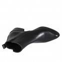 Bottines texanes à bout pointu pour femmes avec fermetures éclair en cuir noir talon 4 - Pointures disponibles:  44