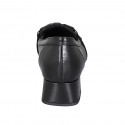 Mocassin à bout carré avec accessoire pour femmes en cuir noir talon 4 - Pointures disponibles:  33, 43, 45