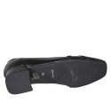 Mocassin à bout carré avec accessoire pour femmes en cuir noir talon 4 - Pointures disponibles:  33, 43, 45