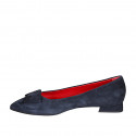 ﻿Escarpin pour femmes à bout pointu en daim bleu avec accessoire talon 1 - Pointures disponibles:  45