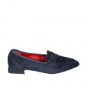 Mocasin à bout pointu pour femmes en daim bleu avec talon 1 - Pointures disponibles:  34, 35, 42, 44, 45