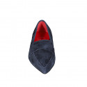 Mocasin à bout pointu pour femmes en daim bleu avec talon 1 - Pointures disponibles:  34, 35, 42, 44, 45