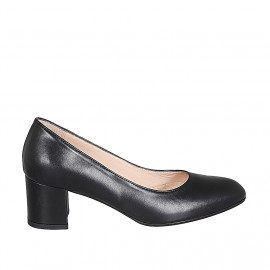 Decolté da donna a punta tonda in pelle nera tacco 6 - Misure disponibili: 32