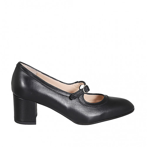 Woman's pump in black leather with...