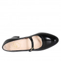 Woman's Mary Jane in black patent leather with strap heel 6 - Available sizes:  45