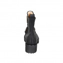 Botines para mujer con cremallera, elastico y accesorio en piel negra tacon 5 - Tallas disponibles:  33, 43, 44, 45