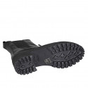 Botines para mujer con cremallera, elastico y accesorio en piel negra tacon 5 - Tallas disponibles:  33, 43, 44, 45