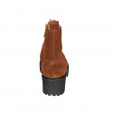 Bottines pour femmes avec lacets et fermeture éclair en daim cognac talon 5 - Pointures disponibles:  32, 33, 34, 42, 43, 44, 45