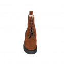 Bottines pour femmes avec lacets et fermeture éclair en daim cognac talon 5 - Pointures disponibles:  32, 33, 34, 42, 43, 44, 45