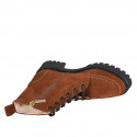 Bottines pour femmes avec lacets et fermeture éclair en daim cognac talon 5 - Pointures disponibles:  32, 33, 34, 42, 43, 44, 45