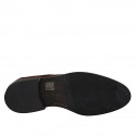Scarpa stringata derby con puntale e elastici da uomo in pelle color cuoio - Misure disponibili: 37, 38, 46, 49, 51