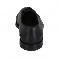 Elegante zapato derby para hombre en piel negra con cordones, elasticos y puntera - Tallas disponibles:  37, 38, 47, 48, 49, 50