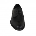 Elegante zapato derby para hombre en piel negra con cordones, elasticos y puntera - Tallas disponibles:  37, 38, 47, 48, 49, 50