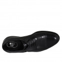 Elegante zapato derby para hombre en piel negra con cordones, elasticos y puntera - Tallas disponibles:  37, 38, 47, 48, 49, 50
