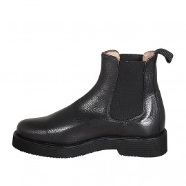 Bottines pour femmes en cuir noir avec élastiques et talon 3 - Pointures disponibles:  45 2